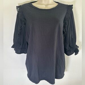 Express Black Ruffle Sleeve Top - Size Medium